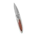 Rosewood Insert Stainless Steel Blade Pocket Knife w/ Belt Clip (3-5 Days)