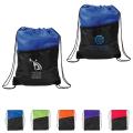 Two-Tone Poly Drawstring Backpack with Zipper