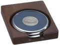 Solid Cherry Wood Desk Set w/2 Round Solid Chrome Coasters