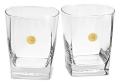 13 Oz. Double Old Fashion Sterling Glasses w/ Gold Medallion (Set of 2)