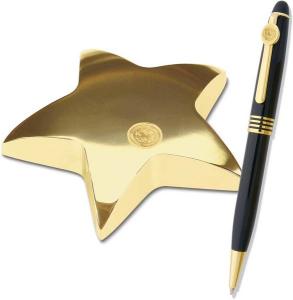 Gold Star Paperweight Sand Black Ballpoint Signature Series Pen